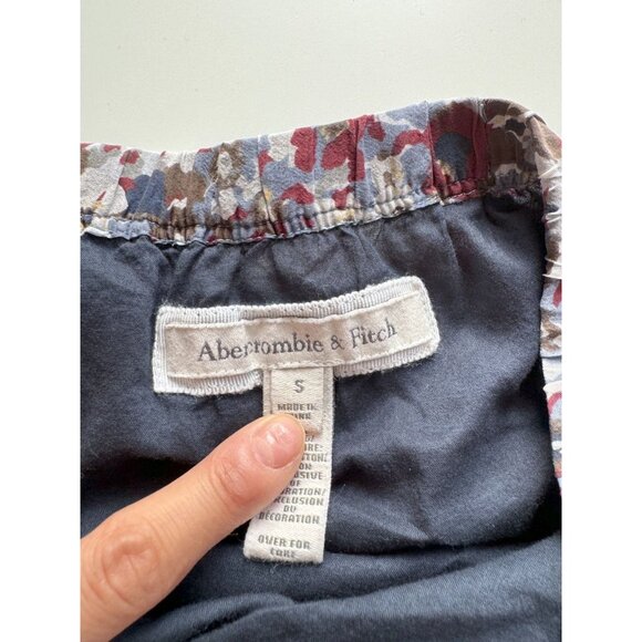 ABERCROMBIE & FITCH Y2K Maroon Navy Floral Silk Lace Eyelet Mini Skirt, Size S - Picture 7 of 14